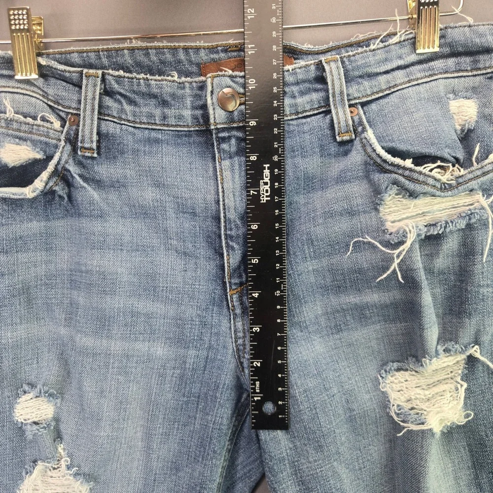 Joe's Jeans Slim Crop Distressed Denim 31 Blue Ripped Frayed Hem Light Wash